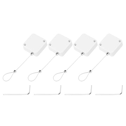 MECCANIXITY 4.9ft Retractable Cable Lock w/Latch Remote Control White 4pcs - color: White, size: 4.9ft