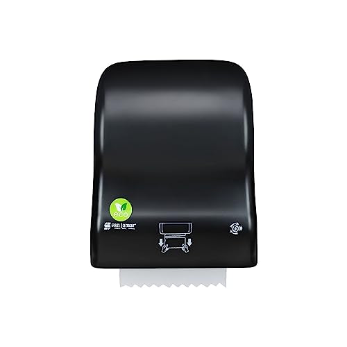 San Jamar Ecologic Simplicity Recycled Plastic Manual Paper Towel Dispenser, Auto Cut Towel Dispenser, Wall Mounted Dispenser with Zero Waste for Home and Business, Black - color: Black