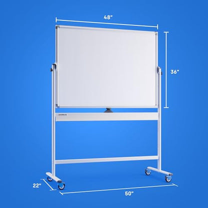 Kamelleo Rolling Whiteboard on Wheels 48" x 36", Double Sided White Board - color: Pearl White, size: 48x36