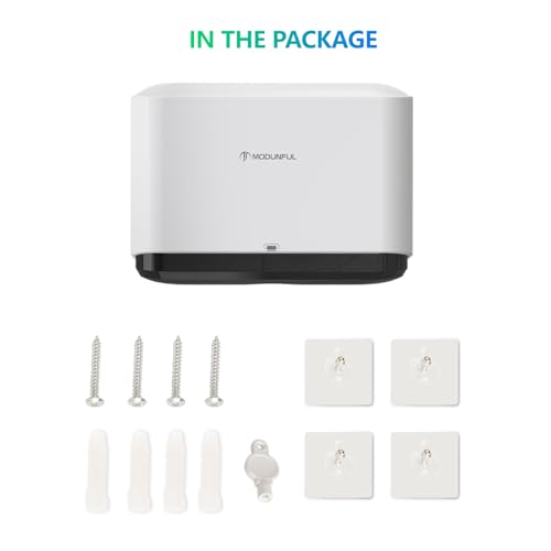 modunful Paper Towel Dispenser Wall Mount No Drill Adhesive, Keylock White - color: D-23 White