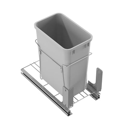 Dowell B15 Aluminum Base Wastebasket Pullout with Door Mount and 50Qt/13Gal Plastic Bin (4012 0115+50) - size: Single Pull-Out - 50Qt
