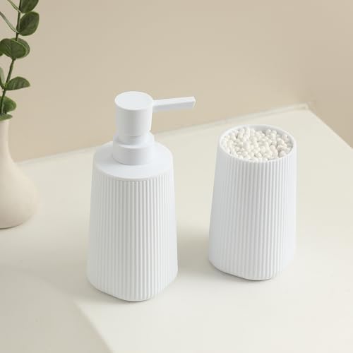 YAUKPH Bathroom Soap Dispenser and Toothbrush Holder Striped White - color: Striped White
