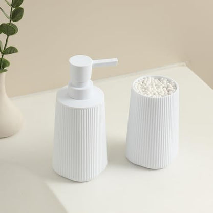 YAUKPH Bathroom Soap Dispenser and Toothbrush Holder Striped White - color: Striped White