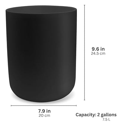YEW DESIGN Matte Black Round 2 Gallon Trash Can for Home and Bathroom - color: Black Round