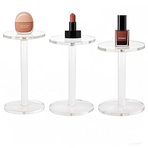3 Pack 4 " Dia Acrylic Display Riser Jewelry Watches Round Pedestal Flower- Stand Small Figure Holder for Kitchen, Dining Room, Living Room Furniture