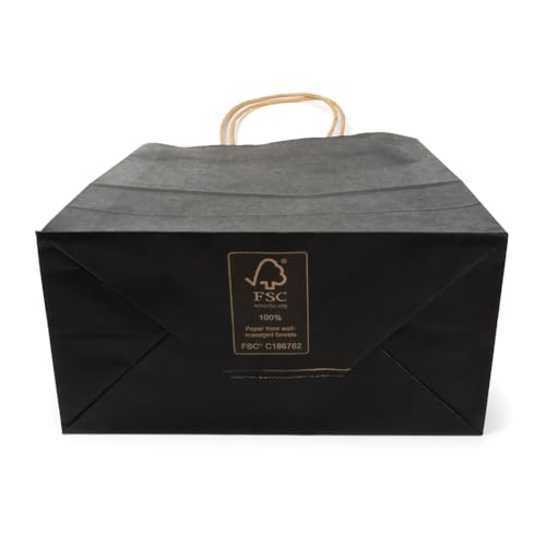 ClearBags Paper Merchandise Handle Bags (Black, 8 1/4 x 4 5/16 x 10 5/8) - color: Black, size: 8 1/4 x 4 5/16 x 10 5/8