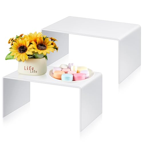 RattanView 2 Pcs 12 Inch Large Acrylic Shelf Riser, 5mm Thick, White - color: White, size: 13 Inch, 5 mm