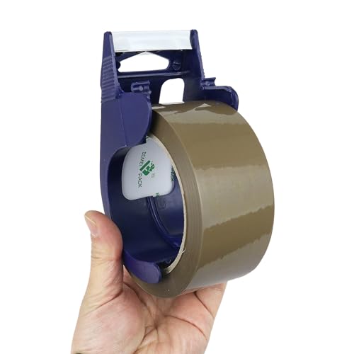 BOMEI PACK Packing Tape with Blue Dispenser Brown Packaging Tape for Shipping Moving Strong Sealing Adhesive Industrial Depot Tapes for Storage 1.88 inch x 55 Yards, 3 Rolls - color: brown