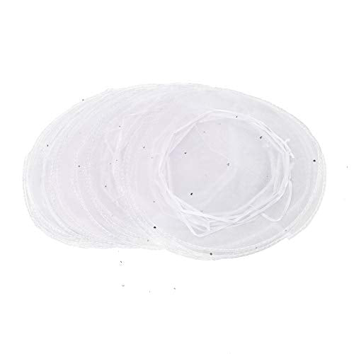 100Pcs White Organza Tulle Circles with Drawstring, Round Organza Bags Jewelry Candy Pouch Christmas Wedding Party Favor Gift Bags - color: White
