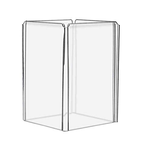 Marketing Holders 4 Pack Sign Holder Tabletop 4 Sided Square with Open Center 4" x 6" Clear Acrylic Menu Flyer Brochure Display Frame Multi Panel Sign Display