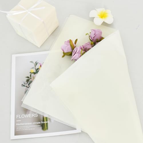 BEISHIDA 100 Sheets Cream Tissue Paper Bulk, Wrapping Tissue Paper for Gift Bags, 14 x 20 Inch Gift Wrap for Birthday Wedding Graduation DIY Crafts Holiday Flowers - color: ivory white