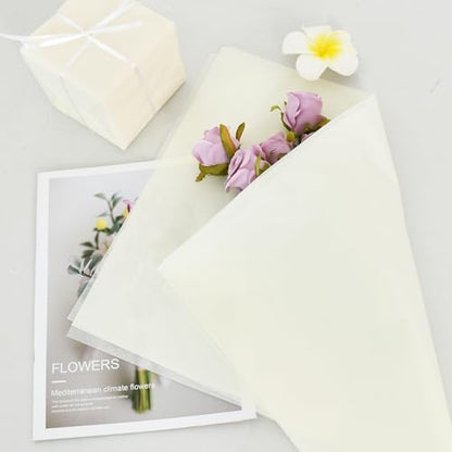BEISHIDA 100 Sheets Cream Tissue Paper Bulk, Wrapping Tissue Paper for Gift Bags, 14 x 20 Inch Gift Wrap for Birthday Wedding Graduation DIY Crafts Holiday Flowers - color: ivory white