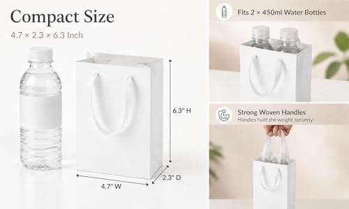 Treelement 22 Pack 4.7×2.3×6.3 Inch Small White Gift Bags with Tissue Paper - color: White