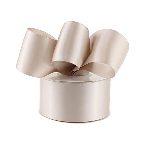 Taupe Double-Faced Satin Ribbon, 2 Inch x 25 Yards - color: Taupe