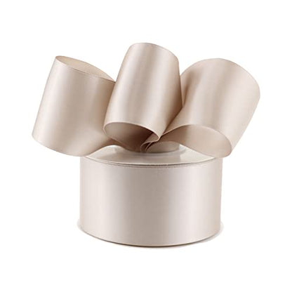 Taupe Double-Faced Satin Ribbon, 2 Inch x 25 Yards - color: Taupe