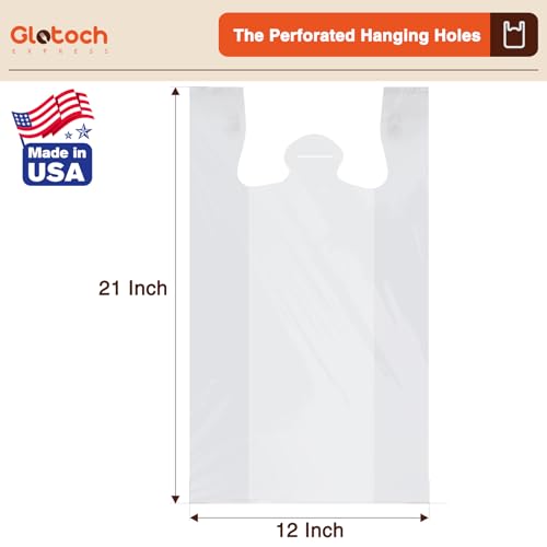 Glotoch 1000 Count-Plastic T-shirt Grocery Shopping Bags Plain White - color: Pure White