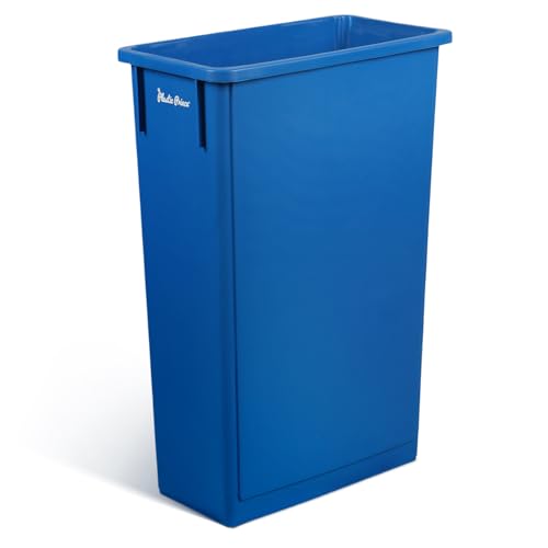 PLASTIC PRINCE 23 Gallon Slim Trash Can Kitchen, Commercial Tall Trash Bin Narrow, Rectangular Slim Jim Skinny Garbage Can for Home Garage Office Restaurant, Blue - style: Blue Can