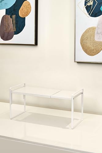 Nxconsu Cabinet Shelf Riser, Adjustable Cabinet Organizer, 12" Deep White - color: White, size: 12’’D * 13.8-24.8’’W * 9.7’’H