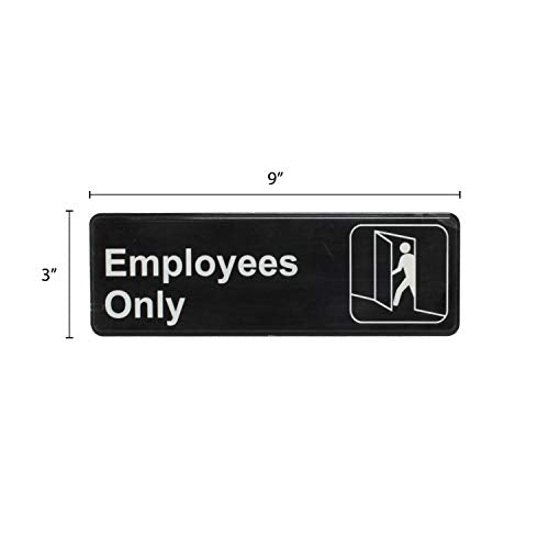Thunder Group PLIS9304BK "Employee Only" Information Sign with Symbols, 9 by 3-Inch - size: 9" x 3"