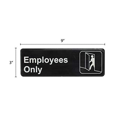 Thunder Group PLIS9304BK "Employee Only" Information Sign with Symbols, 9 by 3-Inch - size: 9" x 3"