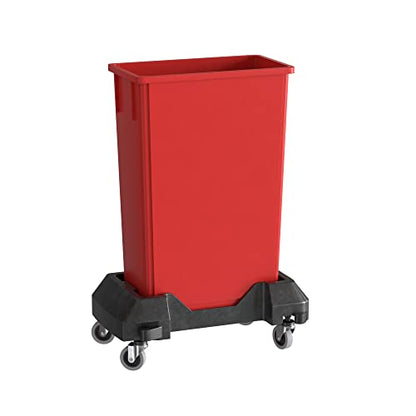 23 Gallon Red Slim Jim Trash Can with Dolly - color: Red, size: With Wheels, style: No Lid