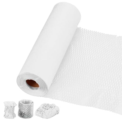 PATIKIL Honeycombs Packing Paper, 12" x 164' Honeycombs Cushioning Wrap Roll Kraft Wrapping Paper for Shipping Moving Wrapping Gifts, White - color: White, size: 12" x 164'