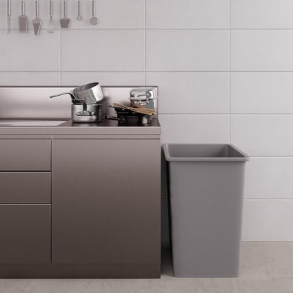 35 Gallon Gray Square Commercial Trash Garbage Can | Outdoor Office Restaurant School Kitchen - color: Gray, size: 35 Gallon, style: Trash Can