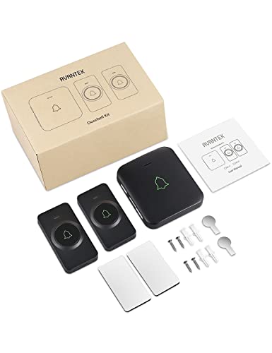 AVANTEK Wireless Doorbell, 1000 ft Range, 2 Buttons + 1 Receiver, Black - color: Black 1 Receiver + 2 Buttons