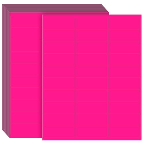Geyee 1800 Pcs Neon Colored Address Label 1''x2-5/8'' Printable, Peach Red - color: Fluorescent Peach Red