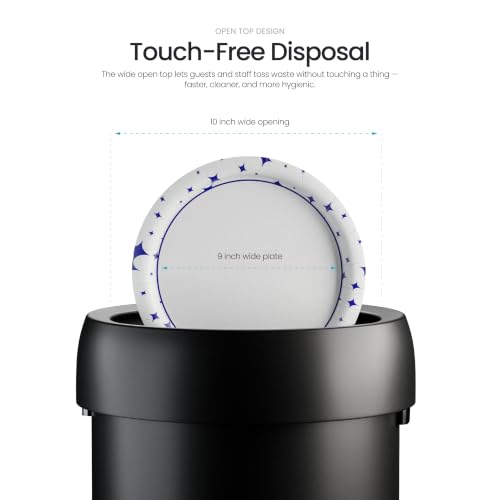 Home Zone Living 16 Gallon Commercial Trash Can with Removable Open Top Lid - color: Matte Black, size: Round
