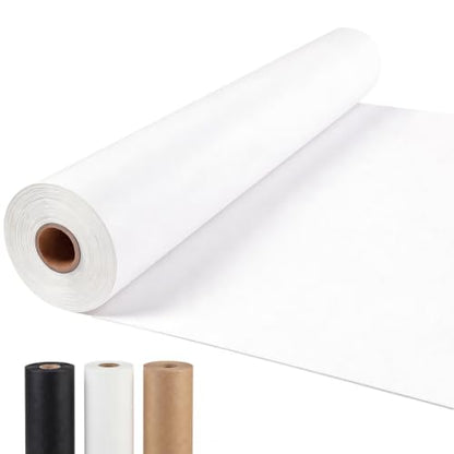 PerkHomy 24" x 2,220" (185') White Kraft Paper Roll for Craft Bulletin Board Paper Art Table Covering Crafting Gift Wrapping Bouquet Packing Parcel 80GSM 55LB (White, 24" x 185') - color: White, size: 24" Width x 185' Length