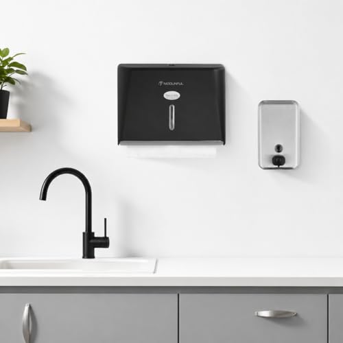 modunful Folded Wall-Mount Paper Towel Dispenser Black, Keyless for Home - color: D-221 Black