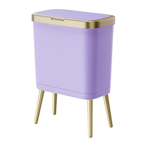 Procade Purple Bathroom Trash Can with Lid and Legs,Small Gold Garbage Can - color: Purple
