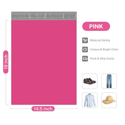 Metronic Poly Mailers 14.5x19 100 Pack, Large Thick Self Seal Shipping Bags - color: Pink, size: 14.5x19 100PC