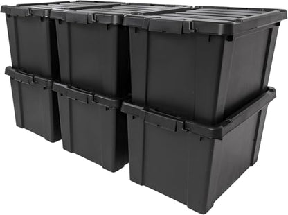 IRIS USA 6-Pack 20 Gal Heavy Duty Lockable Storage Totes with Lids, Black - color: Black, size: 20 Gal - 4 Pack