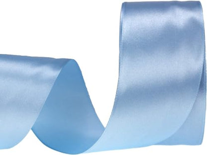 AKOAK 2 Inches 25 Yard Satin Ribbon, Craft Fabric Ribbon, Perfect for Wedding, Bouquets, Handmade Bows and Gift Wraping (Light Blue) - color: Light Blue