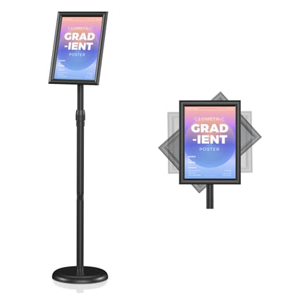 Hemndic Sign Stand 11x17 inch, Adjustable Floor Standing Sign Holder, 360° Rotation Sign Holder Stand with Snap-Open Frame, Outdoor Indoor Pedestal Sign Holder Display - size: 11 x 17 inch