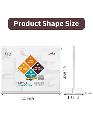 NIUBEE Acrylic Sign Holder 8.5 x 11 Horizontal T-Shape Flyer Stand 6 Pack - size: 8.5 x 11 Inches Horizontal
