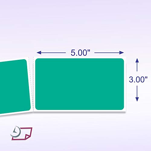 NextDayLabels 500 Rectangle Stickers, Color Coding Labels Roll, (3" x 5") - color: Teal