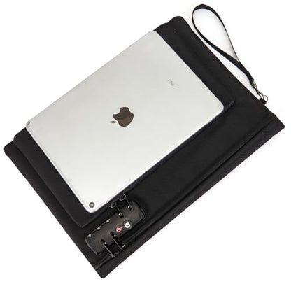 Notary Bag with Lock, Double layer Cash Bag, Notary Supplies, Valuable Storage Bag,Lock Bag travel safe - color: Black