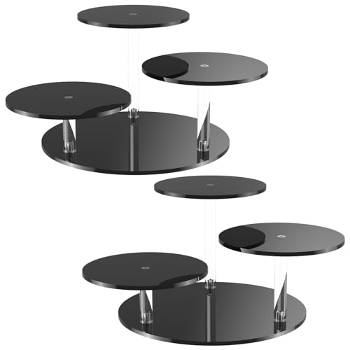 NiHome 3-Tier Acrylic Stand Risers for LEGO Botanical, Figurine Shelf Black - color: Black,2 Pcs