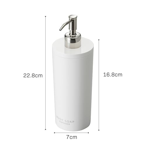 Yamazaki Home Tower Shower Dispenser - Contemporary Bottle Pump - Body Soap - Abs Plastic - 16.9 Fluid Oz., 500 Ml - color: White, style: Body Soap