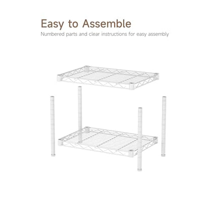 Golpart Small 2 Tier Shelves Storage Wire Shelving Unit Metal Shelf Gasket - color: White, size: 2-Tier(11.7 "D X 17.7"W X 12.2"H)