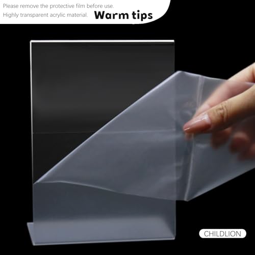 CHILDLION 3 Pack Acrylic Sign Holder 8.5x11 Inches, L-Shape Acrylic Stands for Flyers, Clear Display Holder, Documents, Office, Restaurants, Vertical Sign Holder (3 Pack 8.5*11) - size: 3 Pack 8.5*11