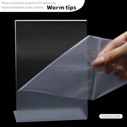 CHILDLION 3 Pack Acrylic Sign Holder 8.5x11 Inches, L-Shape Acrylic Stands for Flyers, Clear Display Holder, Documents, Office, Restaurants, Vertical Sign Holder (3 Pack 8.5*11) - size: 3 Pack 8.5*11