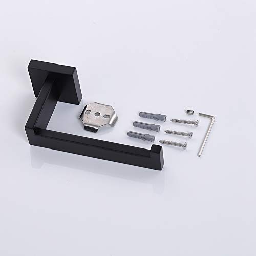 TASTOS Toilet Paper Holder Matte Black, Toilet Tissue Roll Holders Dispenser and Hangers Wall Mounted for Bathroom & Kitchen, Stainless Steel Modern Square Style - color: Matte Black, size: Square (1 pack)