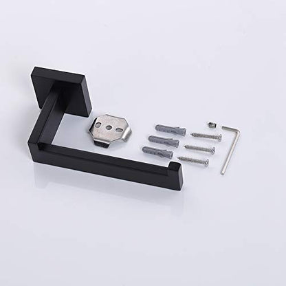 TASTOS Toilet Paper Holder Matte Black, Toilet Tissue Roll Holders Dispenser and Hangers Wall Mounted for Bathroom & Kitchen, Stainless Steel Modern Square Style - color: Matte Black, size: Square (1 pack)