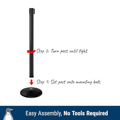 Commercial-Grade Stanchion 2-Pack by Visiontron – RETRACTA-Belt Prime (Model P101SB) 10’ Retractable Belt Barrier - Heavy Base Crowd Control Barrier (Black Post w/Yellow Belt) - color: Black Post w/ Yellow Belt