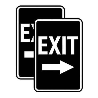 Signs ByLITA Portrait Round Exit Right Arrow Sign with Adhesive Tape, Mounts On Flat Surface (Black) - Small (2 Pack) - color: Black, size: 4 x 6" - Small (2 Pack)