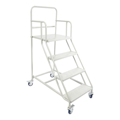 Rolling Ladder with Platform, 4 Steps Ladder with Wheels 880 lbs Industrial & Warehouse Rolling Stairs with Stair Edge Protector, 39.4" top Step Height for high Shelf aisles,Warehouses,supermarkets